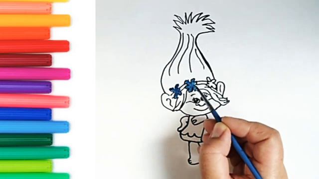 Тролли. Как нарисовать принцессу Розочку. Раскраска смотреть онлайн