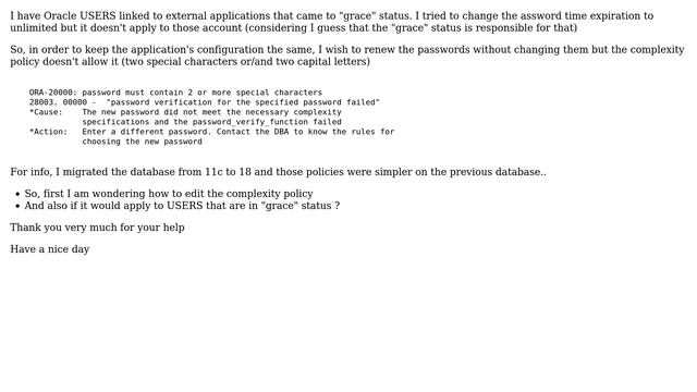 Databases: Defining password complexity and its action on "grace" state USERS смотреть онлайн