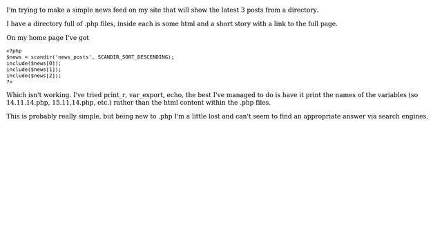 Show contents of .php files rather than variable names from array смотреть онлайн