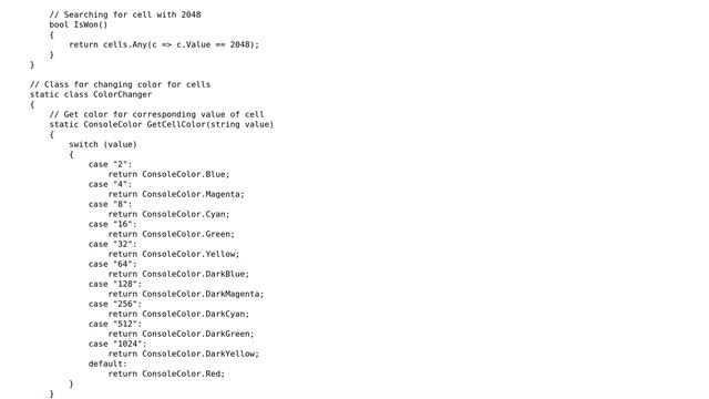 2048 console game (C#) смотреть онлайн