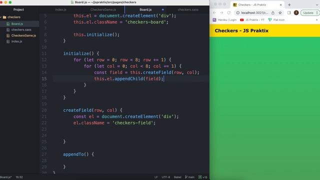Checkers - 1. Board - JavaScript simple game coding смотреть онлайн