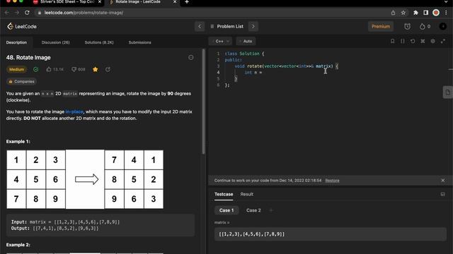 Rotate Matrix | Striver SDE Sheet смотреть онлайн