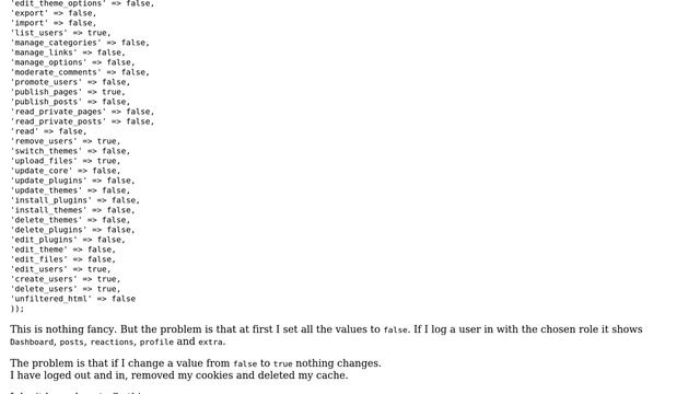 Wordpress: Custom user roles doesn't apply changes смотреть онлайн
