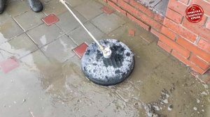 Очистка тротуарной плитки с помощью поверхностного очистителя