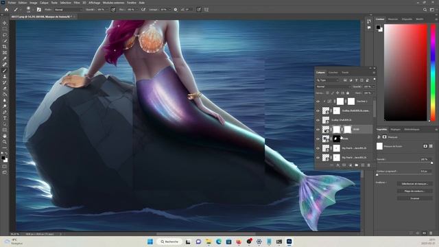 Photoshop + Stable Diffusion workflow ( speedart ) Let's create a mermaid смотреть онлайн