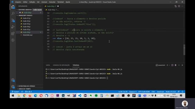 JavaScript - Aula 06 B - Arrays - Declarações, Atribuições e Operações. смотреть онлайн