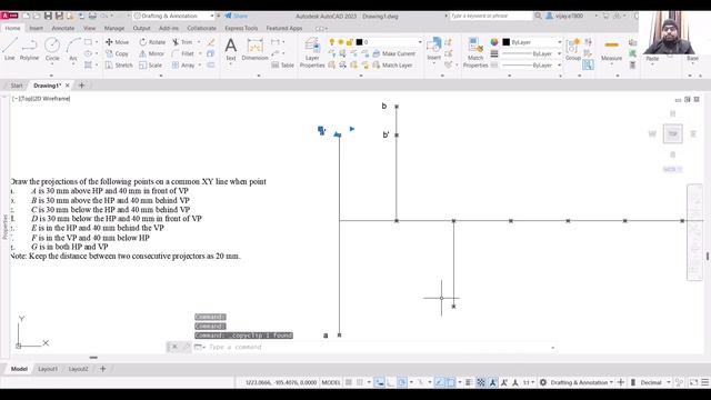 AutoCAD Drawing: 4.1 Projection of Points смотреть онлайн