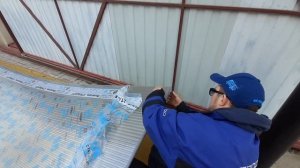 монтаж сотового поликарбоната 10 мм , на автомобильный навес