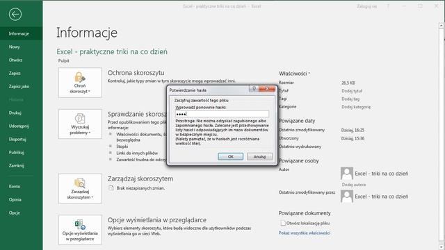 Excel - Zabezpieczanie pliku i skoroszytu hasłem смотреть онлайн