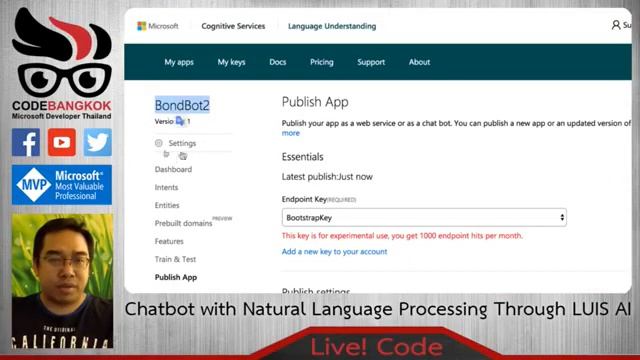 Live! Code 12: Chatbot with Natural Language Processing Through LUIS AI смотреть онлайн