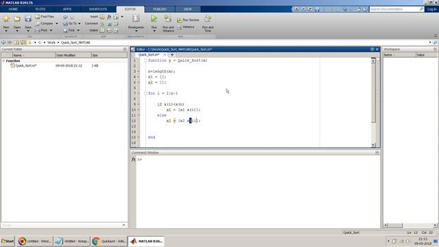 Quick Sort algorithm solved using recursive MATLAB function смотреть онлайн