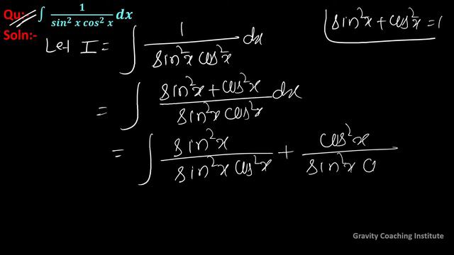 Q55 | ∫1/(sin^2x cos^2x) dx | Integration of 1/(sin^2x cos^2x) | Integral of 1/(sin^2x cos^2x смотреть онлайн