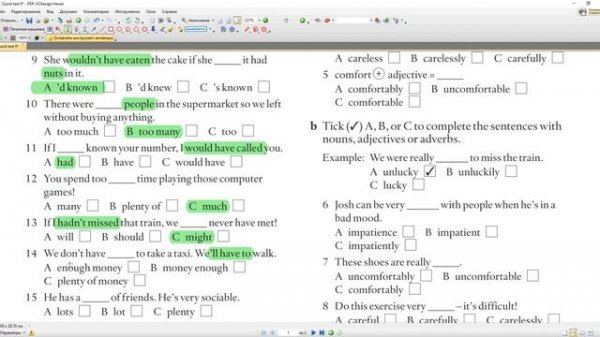 English File Intermediate - Quick Test #9 Conditional 3, quantifiers, adjectives and adverbs