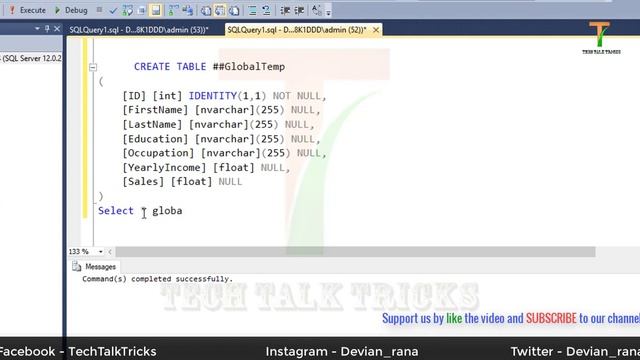 Global temporary table in SQL server | Part - 12 смотреть онлайн