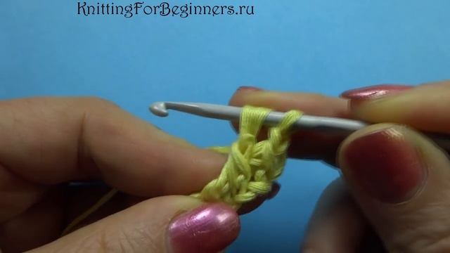 Столбик с накидом под две петли Урок тунисского вязания 92 Tunisian crochet lesson смотреть онлайн