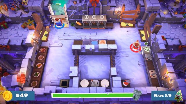 Overcooked 2. Winter Wonderland. Horde 1-4. Full Kitchen Health. 2-Player Co-op Gameplay смотреть онлайн