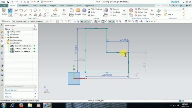 CONSTRAINING SKETCH IN UG NX смотреть онлайн