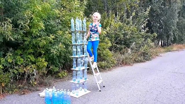 Построила башню из бутылок! Сколько метров в высоту она получилась? смотреть онлайн