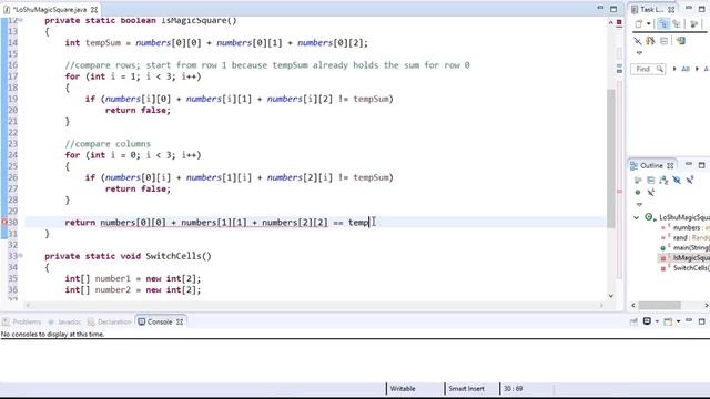 Java Logical Puzzles, Games, and Algorithms: Lo Shu Magic Square Part 2 смотреть онлайн