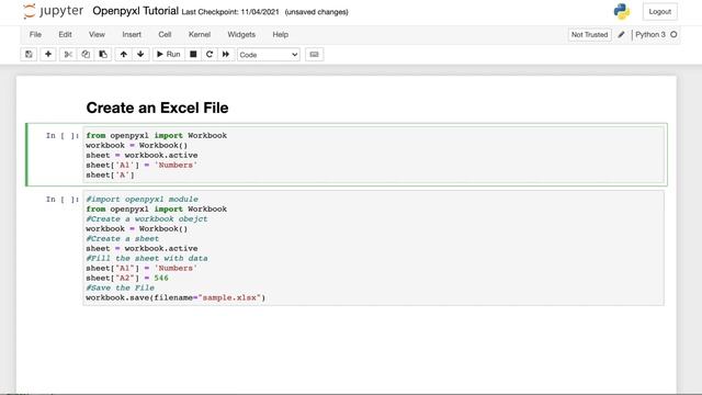 Openpyxl Tutorial #1 -Installation and Introduction | Create an Excel File смотреть онлайн