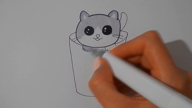 Как нарисовать МИЛОГО КОТЕНКА В ЧАШКЕ, Рисуем Просто/811/How to draw a CUTE KITTEN IN a CUP смотреть онлайн