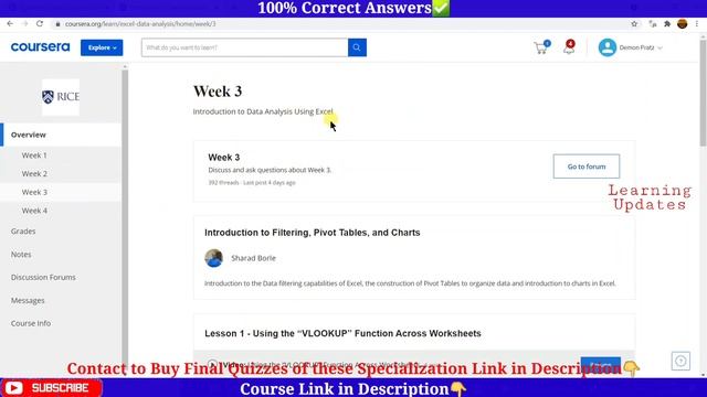 Introduction to Data Analysis Using Excel | Rice University | Coursera | Course 1 Solutions смотреть онлайн