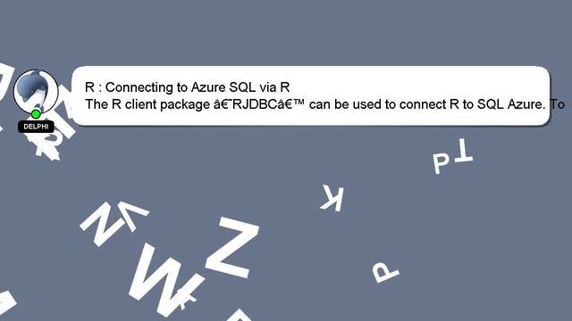 R : Connecting to Azure SQL via R смотреть онлайн