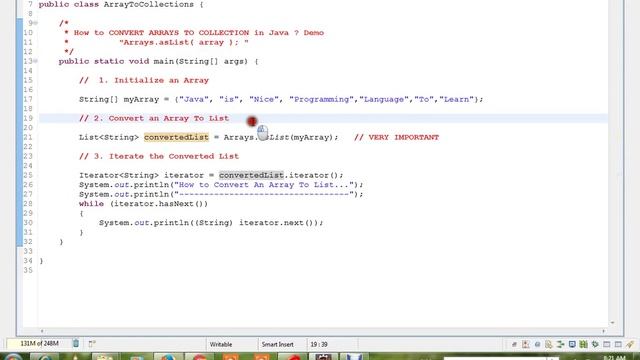 HOW TO CONVERT ARRAYS TO COLLECTION IN JAVA DEMO смотреть онлайн