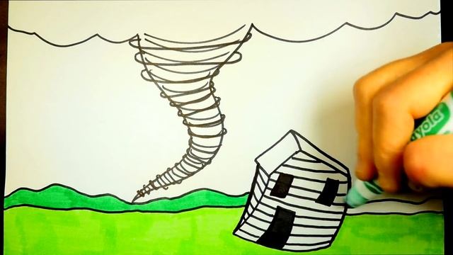 How To Draw A Tornado Scene, Step By Step Drawing Demo For Kids смотреть онлайн