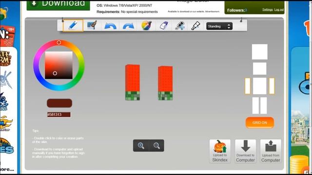 Minecraft: Editing a skin - Creeper w/ red hoodie смотреть онлайн