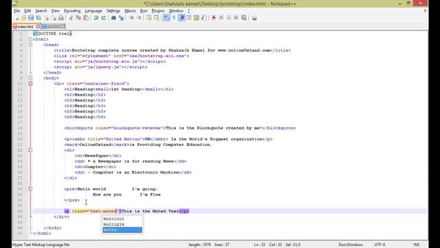 Bootstrap Framework in Urdu/Hindi Part 8 Bootstrap Text Styles смотреть онлайн
