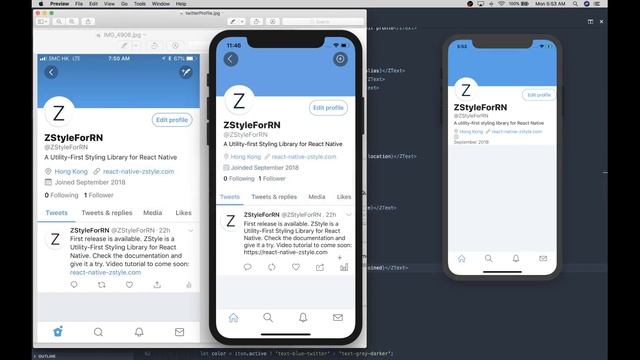 Twitter profile screen design with ZStyle for React Native смотреть онлайн