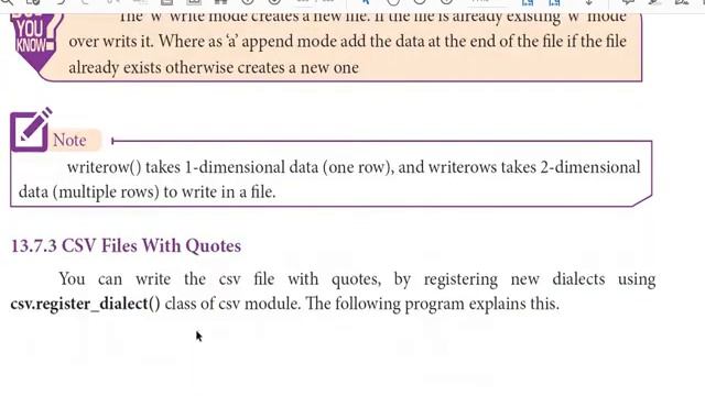 TN 12th STD CS Chapter 13 CSV (Part 6 Writing data with different types in CSV files) смотреть онлайн