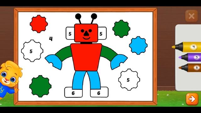 Раскраска для детей по номерам РОБОТ/Нарисовать робота/Coloring book for children by numbers ROBOT смотреть онлайн