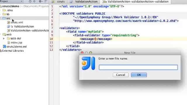 Struts 2 support in JetBrains IntelliJ IDEA: Validator integration смотреть онлайн