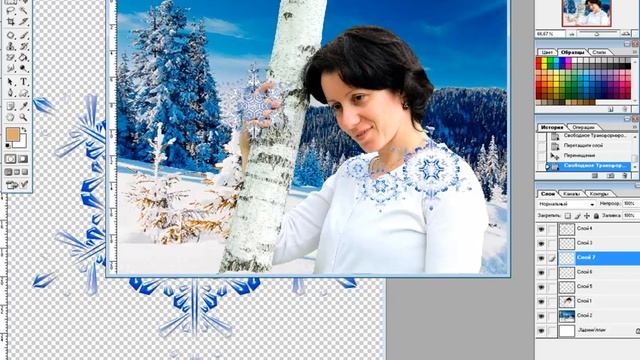 Добавляем фон, элементы декора Photoshop CS урок №11 смотреть онлайн