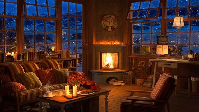 Cozy Winter Coffee Shop Ambience with Sweet Jazz Music & Fireplace for Relax the last days of 2023❤ смотреть онлайн