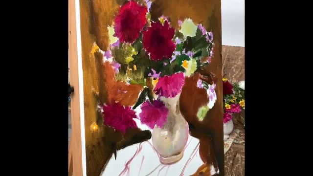 Создание картины маслом «Осенний натюрморт» смотреть онлайн