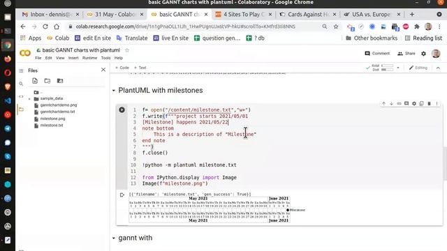 plantuml gannt charts in google colab смотреть онлайн