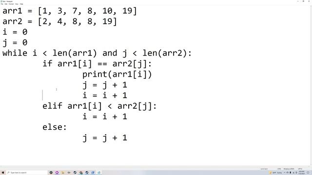 How to find the common items in sorted two arrays | basic python program смотреть онлайн