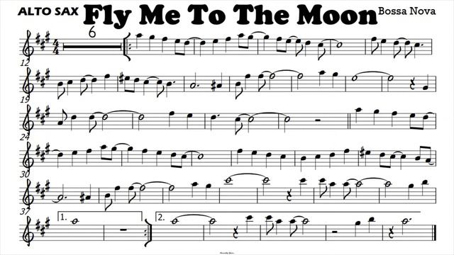 Fly Me To The Moon I Alto Sax Bossa Nova Music Backing Track Partitura Single Page for Screenshot смотреть онлайн