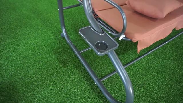 3 Seat Metal Frame Outdoor Patio Garden Swing Chair with Canopy Stand Alone смотреть онлайн