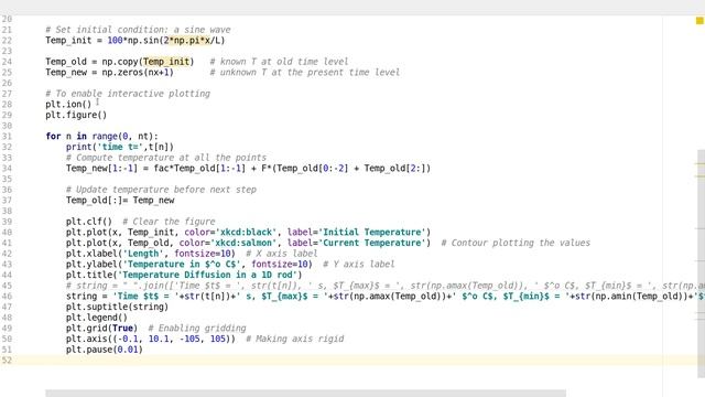 Matplotlib Plotting Tutorials : 042 : Plot Animation - 1D Heat Equation смотреть онлайн