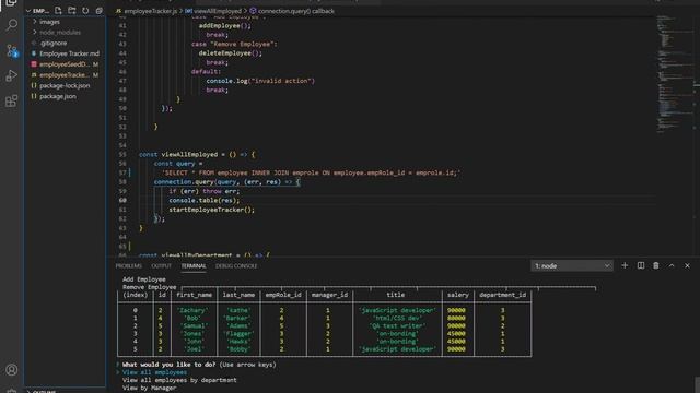 Employee Tracker made with javaScript, mySQL and VS Code смотреть онлайн