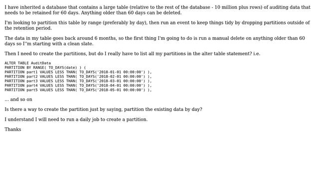 Databases: Create Range Partition on existing large MySQL table смотреть онлайн