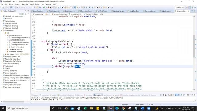Linked List Implementation in #JAVA |Add Node| Delete node | Display Nodes смотреть онлайн