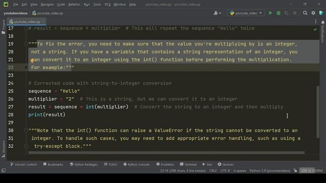 "Fixing Python TypeError: Can't Multiply Sequence by Non-Int of Type 'str'" смотреть онлайн