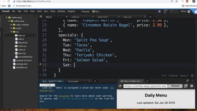 Coffee Shop React App - Part VII Iteration in JSX смотреть онлайн