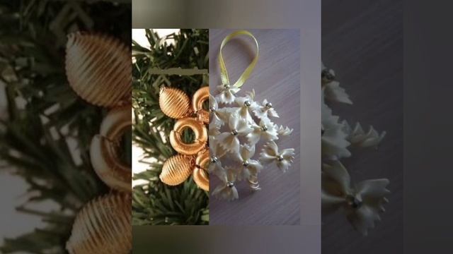 Елки, снежинки и ёлочные украшения из макарон. #christmastrees, #madefrompasta, #craftideas