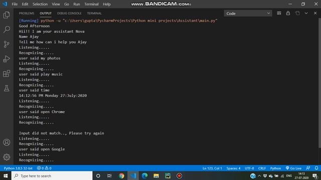 Project-1 Here i created voice recognition assistant using python Inspired by @CodeWithHarry Sir смотреть онлайн